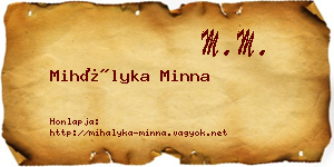 Mihályka Minna névjegykártya